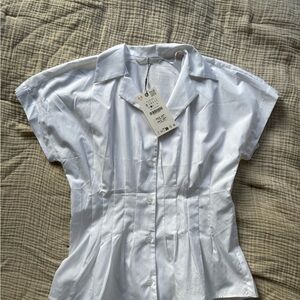 Zara White Button-Up Blouse
